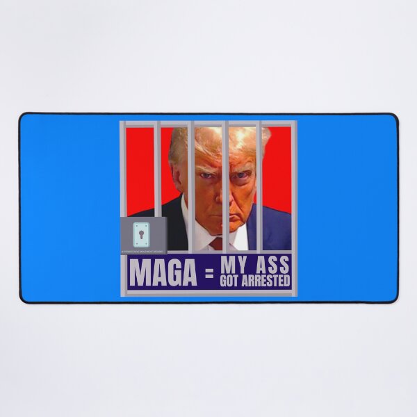 Item preview, PMD01041 Progressive Movement Designs Trump Mugshot MAGA My Ass Got Arrested design for liberal Democrat resistance against bigotry, for liberals Democrats or progressives against Trump Republicans designed and sold by ProgressiveLeft.