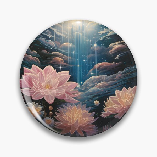 Item preview, Vintage Fairy Space Landscape of Pink Flower Meadow and Starry Sky with Clouds and Shining Magic Stars designed and sold by Je-we.