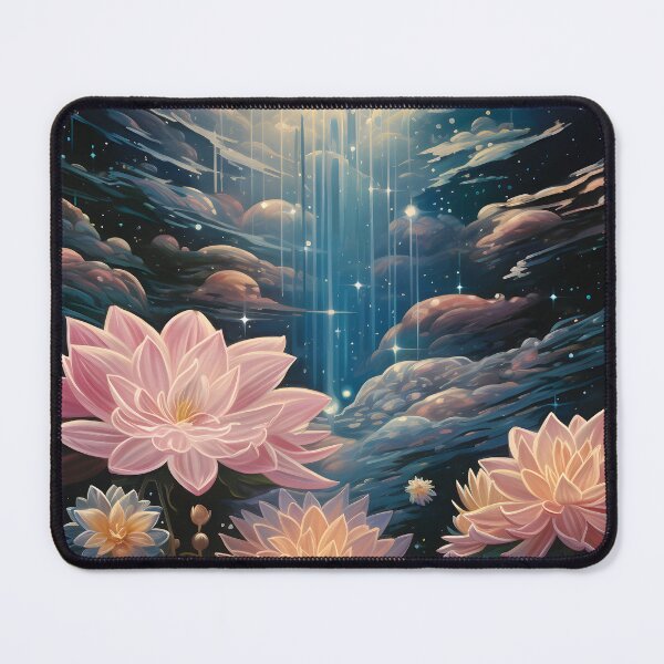 Item preview, Vintage Fairy Space Landscape of Pink Flower Meadow and Starry Sky with Clouds and Shining Magic Stars designed and sold by Je-we.