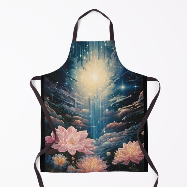 Item preview, Vintage Fairy Space Landscape of Pink Flower Meadow and Starry Sky with Clouds and Shining Magic Stars designed and sold by Je-we.