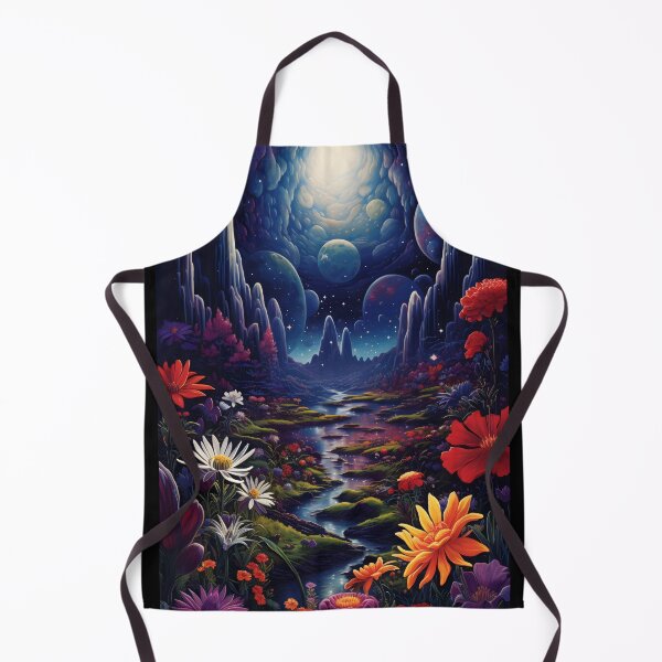 Item preview, Vintage Fairy Space Landscape of Flower Meadow and Starry Sky with Planets, Nebula and Shining Stars designed and sold by Je-we.