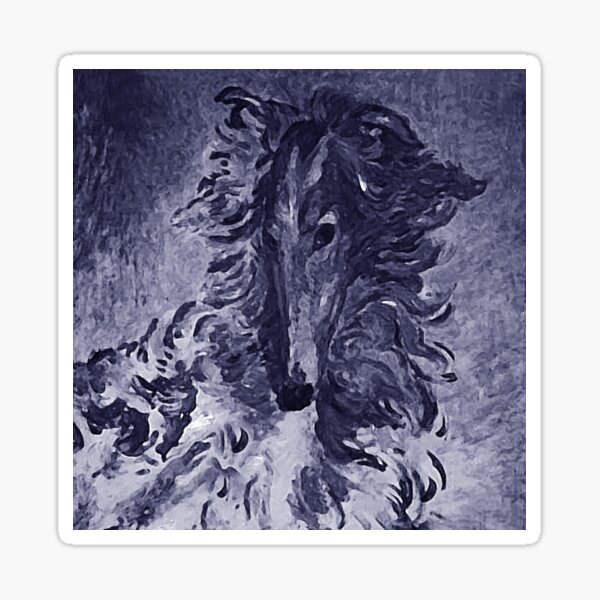 Borzoi Portrait Navy Sticker