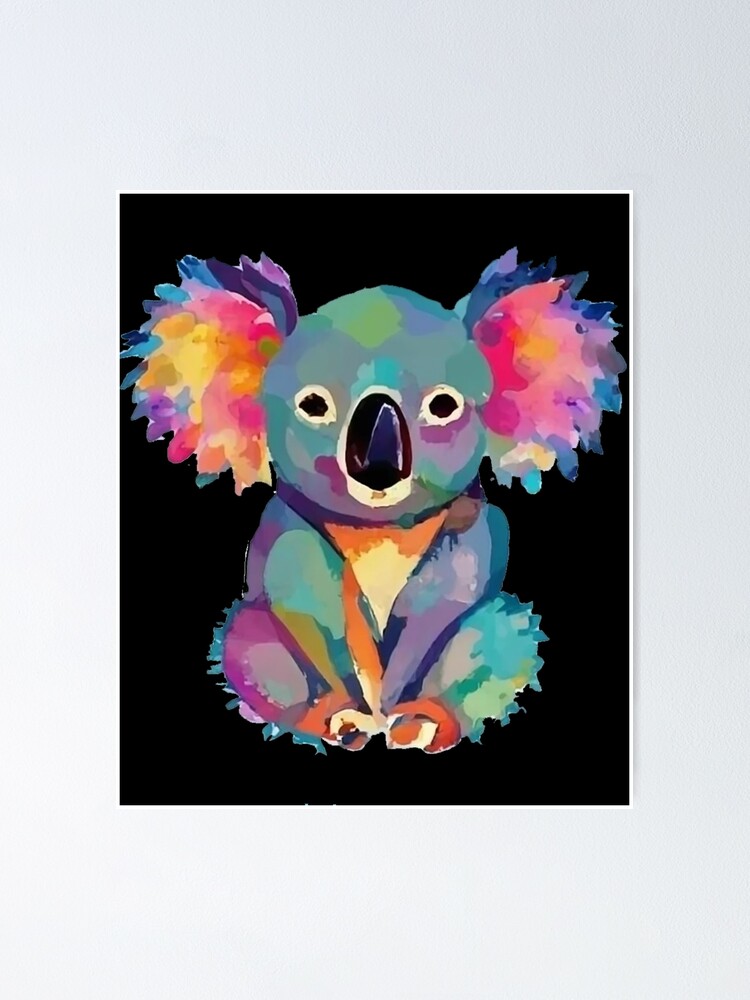 Funny Colorful Koala Bear Water Color Style Art | Poster