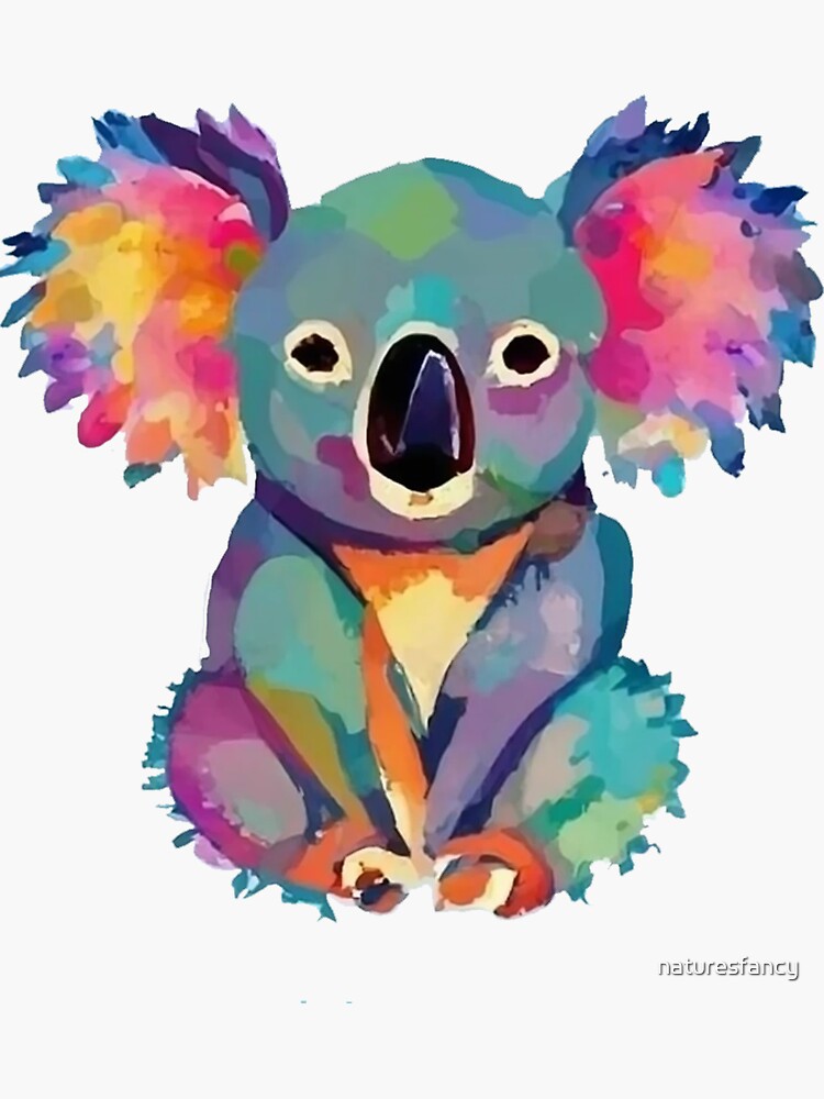 Funny Colorful Koala Bear Water Color Style Art | Sticker