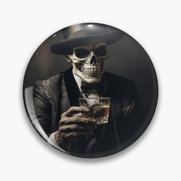 Artikelvorschau, Skeleton Gentleman: Vergängliche Eleganz mit Whiskey in der Hand. entworfen und verkauft von InfinityCircle.