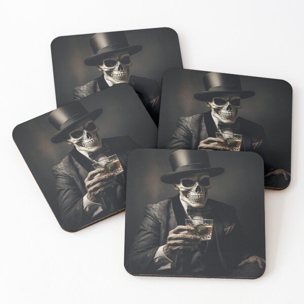 Item preview, Skeleton Gentleman: Transient Elegance with Whiskey in Hand. designed and sold by InfinityCircle.