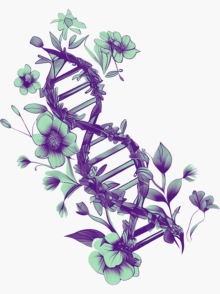 Floral DNA Strand - In My DNA - Mint Purple Hues Sticker for Sale