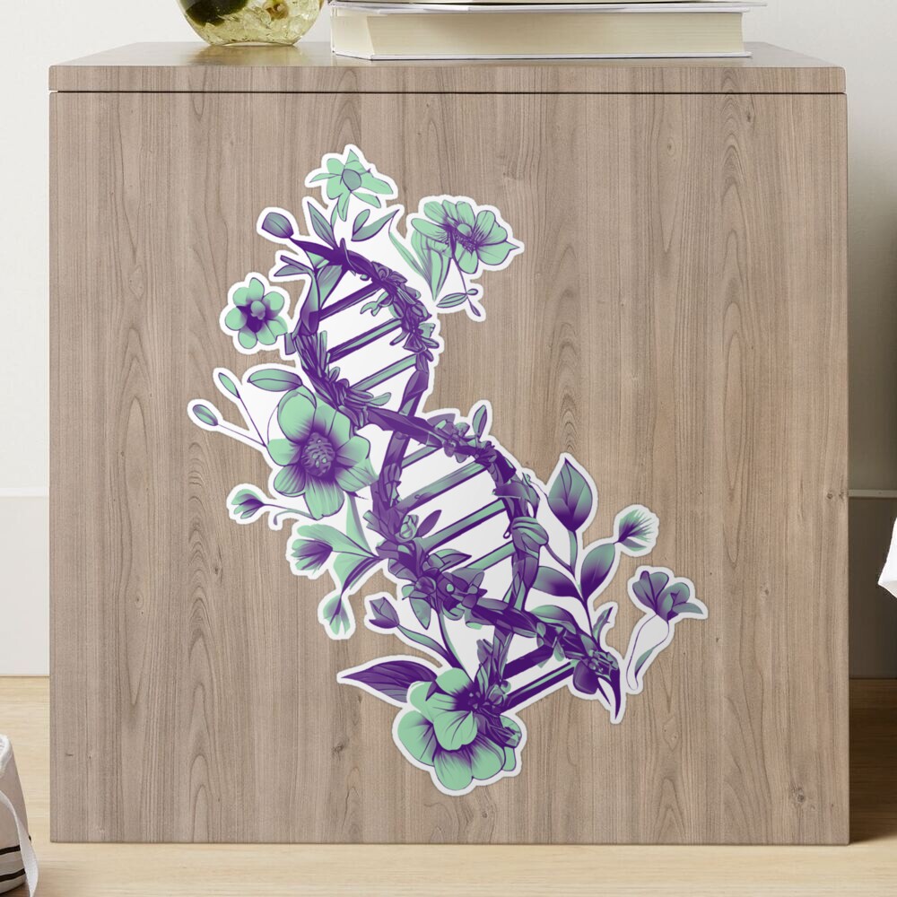 Floral DNA Strand - In My DNA - Mint Purple Hues | Sticker