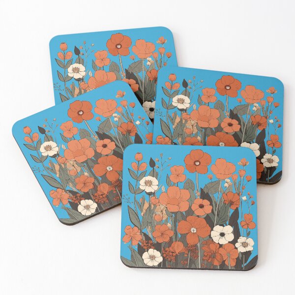 Item preview, A Vibrant, Minimalist Drawing Of Flowers Under Blue Sky designed and sold by alacaz.