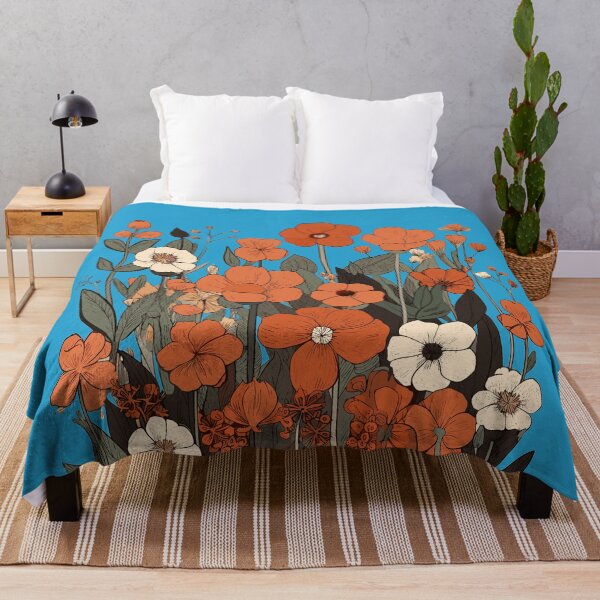 Item preview, A Vibrant, Minimalist Drawing Of Flowers Under Blue Sky designed and sold by alacaz.