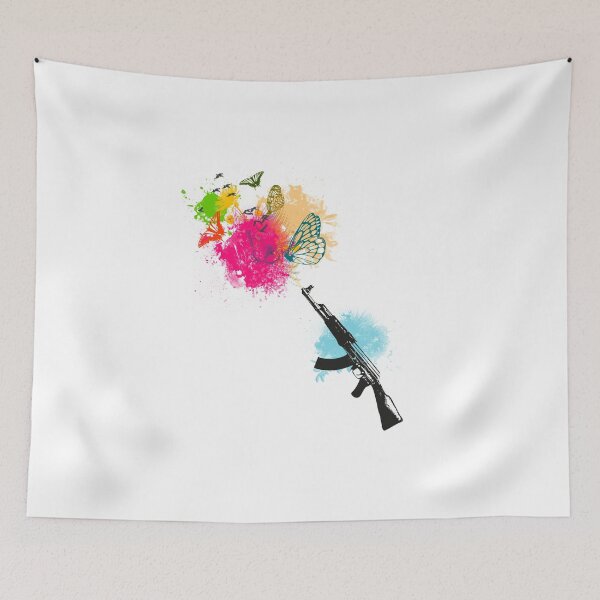 Item preview, AK 47 flowers illustration designed and sold by Bernardo Ramonfaur.