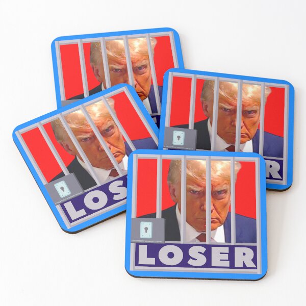 Item preview, PMD01044 Progressive Movement Designs Trump Mugshot Loser design for liberal Democrat resistance against bigotry, for liberals Democrats or progressives against MAGA Republicans parody humor designed and sold by ProgressiveLeft.