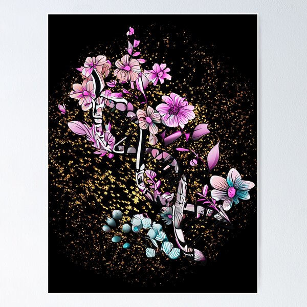 Floral DNA Strand - In My DNA - Mint Purple Hues | Sticker