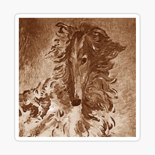 Borzoi Portrait Brown Sticker