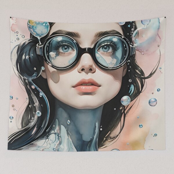 Item preview, Eat My Bubbles Girl Swimmer Portrait designed and sold by ElLocoMus.