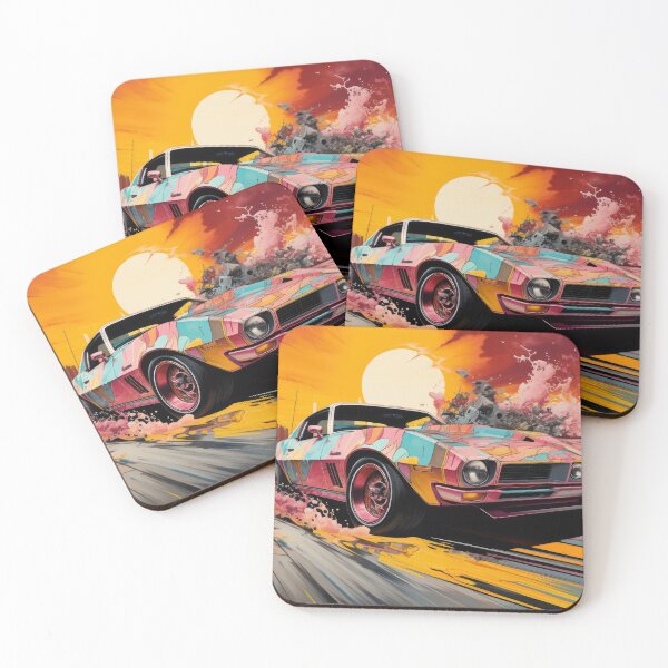Item preview, Pink Pop Art Sportscar with Sunset designed and sold by Shannon Hilson.