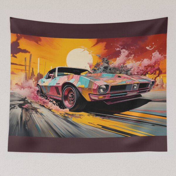 Item preview, Pink Pop Art Sportscar with Sunset designed and sold by Shannon Hilson.
