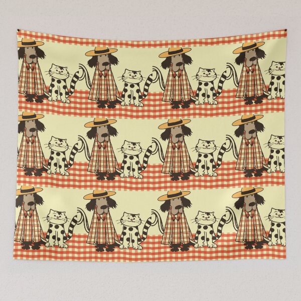 Item preview, Gingham Dog and Calico Cat in Cartoon Style (AI Generated Art) designed and sold by Cowboy Folly.