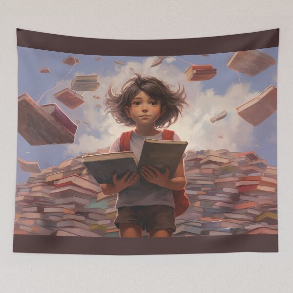 Item preview, Curious Little Girl in a World Full of Books designed and sold by Shannon Hilson.