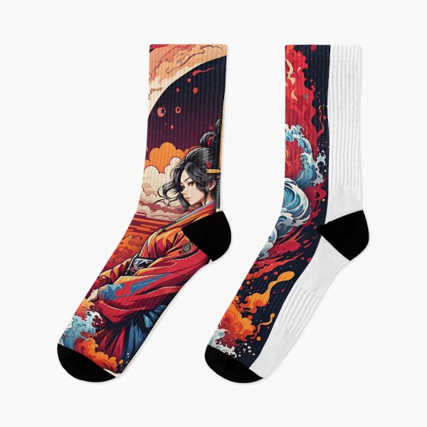 Item preview, Blazing Dual Katanas: An Illustration of Colorful Fire and Smoke designed and sold by ViralVibeLab.