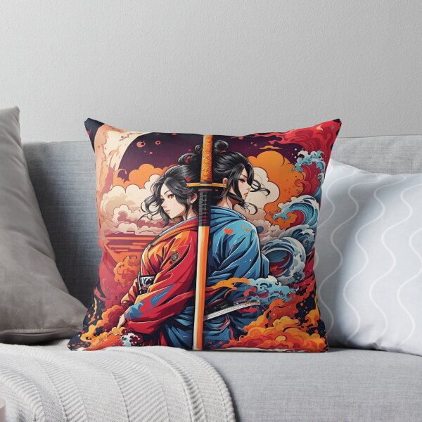 Item preview, Blazing Dual Katanas: An Illustration of Colorful Fire and Smoke designed and sold by ViralVibeLab.
