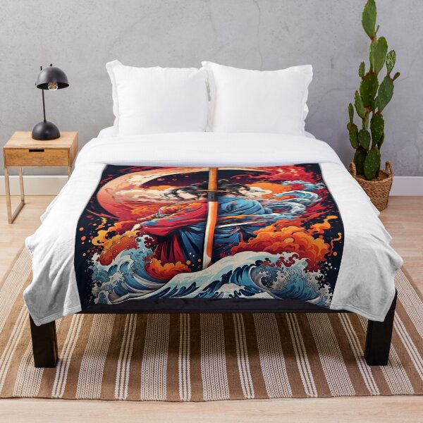 Item preview, Blazing Dual Katanas: An Illustration of Colorful Fire and Smoke designed and sold by ViralVibeLab.