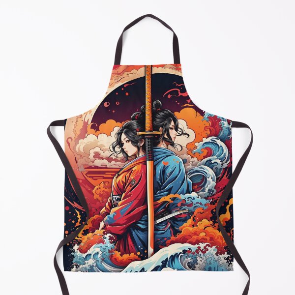 Item preview, Blazing Dual Katanas: An Illustration of Colorful Fire and Smoke designed and sold by ViralVibeLab.