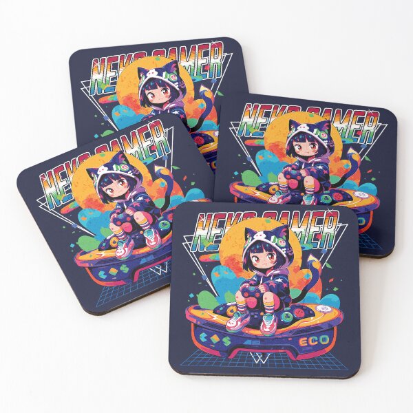 Item preview, 80s Neko Gamer 2 designed and sold by Chibi Cat Art Corner.
