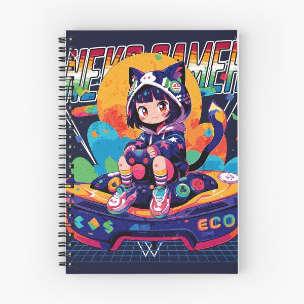 Item preview, 80s Neko Gamer 2 designed and sold by Chibi Cat Art Corner.