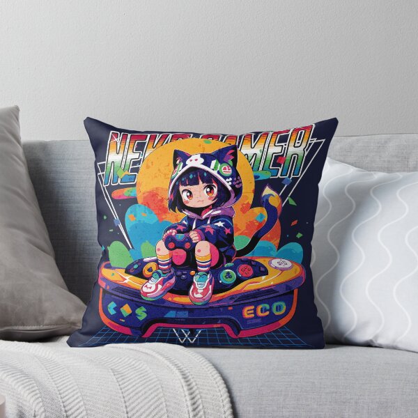 Item preview, 80s Neko Gamer 2 designed and sold by Chibi Cat Art Corner.