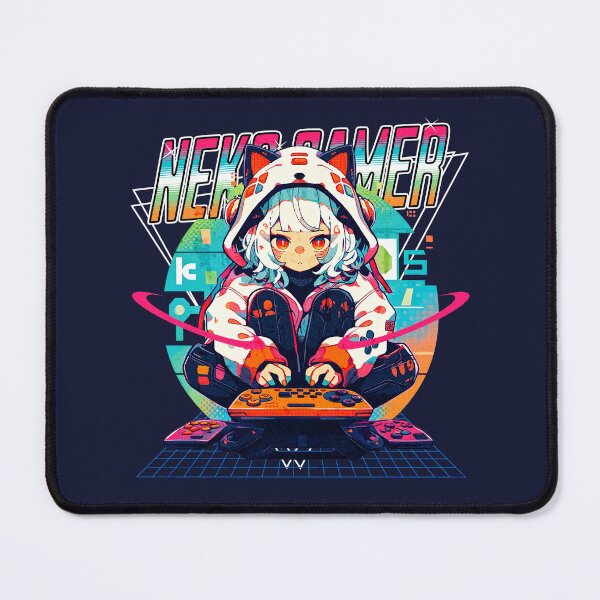 Item preview, 80s Neko Gamer designed and sold by Chibi Cat Art Corner.
