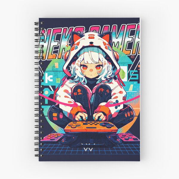Item preview, 80s Neko Gamer designed and sold by Chibi Cat Art Corner.