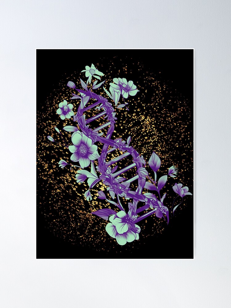 Floral DNA Strand - In My DNA - Mint Purple Hues | Sticker