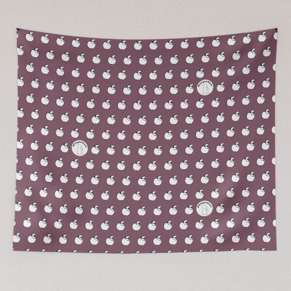 Item preview, Violet Apple Pattern White Apples Violet Background Minimalist Design designed and sold by morgenbaer.