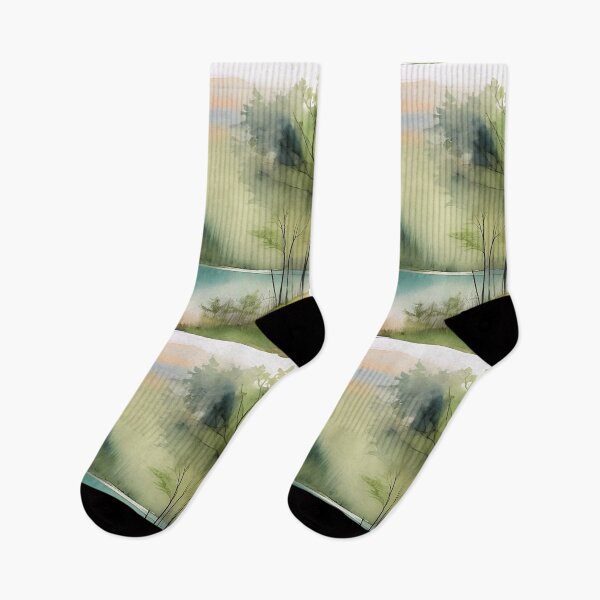 Item preview, Forest Lake in Summer Landscape Watercolor Painting | Watercolor Landscape | Watercolor Art | Watercolor Scenery designed and sold by UnhingedBird.