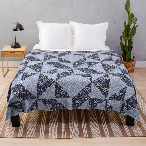 Item preview, Elegance in Blue Harmony: Navy and Blue Floral Quilted Artistry designed and sold by Superdoodledo.