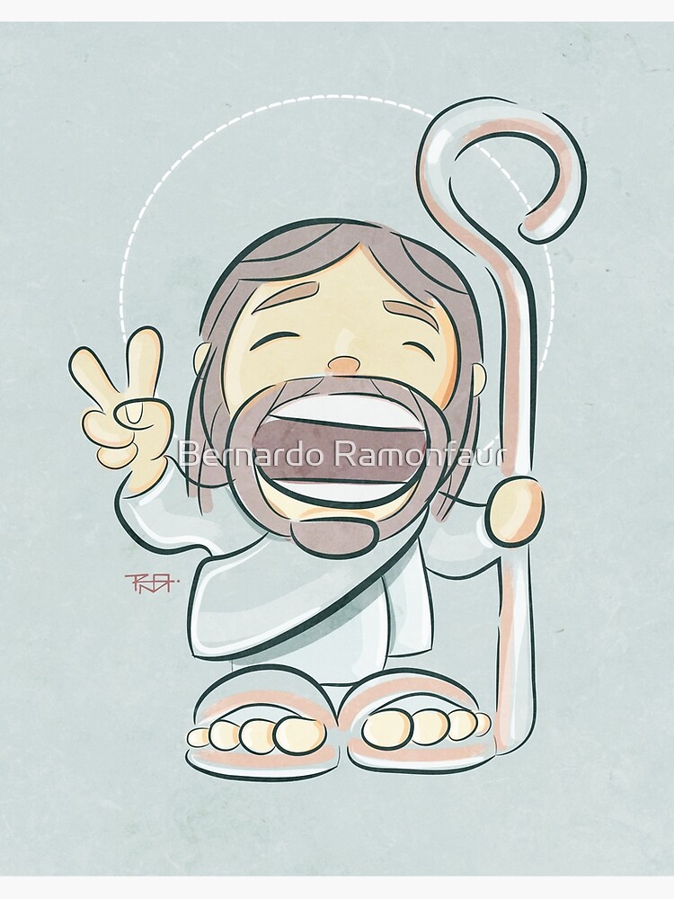 Lámina rígida «Dibujos animados de Jesucristo buen pastor» de bernardojbp |  Redbubble