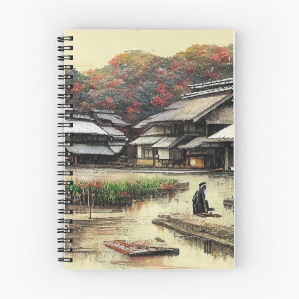 Item preview, A Medieval Japanese Village Designed in Ukiyo e Style designed and sold by safasenart.