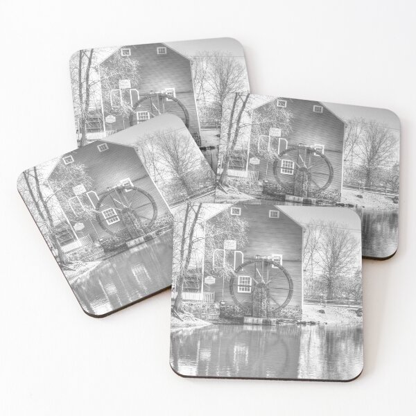 Item preview, Reflections Monochrome Grist Mill Waterwheel Historic Smithville, New Jersey designed and sold by BradKnorrArt.