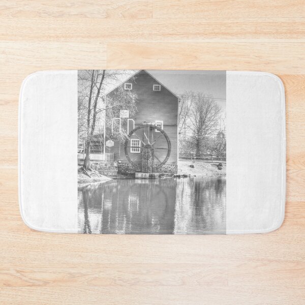 Item preview, Reflections Monochrome Grist Mill Waterwheel Historic Smithville, New Jersey designed and sold by BradKnorrArt.