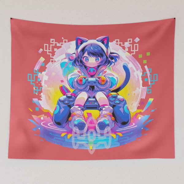 Item preview, Retro Gamer Neko 2 designed and sold by Chibi Cat Art Corner.