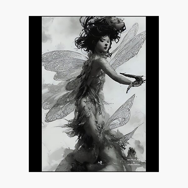 Item preview, Fairy with Wings in Torn Up Dress (ink) 	 designed and sold by ywepjxqcp6.