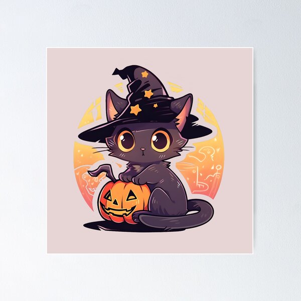 Item preview, Adorable Halloween Kitten with Pumpkin designed and sold by InkedBeasts.