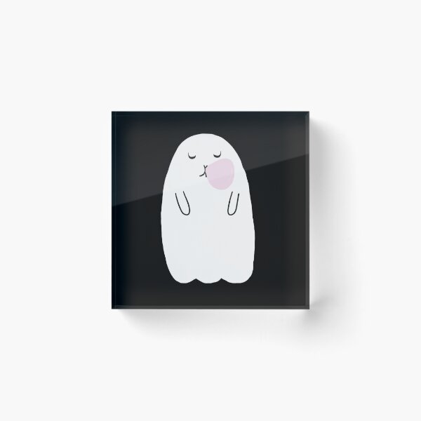 Item preview, Cute White Ghost Gum Blowing Cartoon Illustration designed and sold by wenjunior.