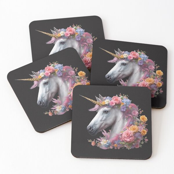 Item preview, Mystical Unicorn With Flowers designed and sold by dreamkaistudios.