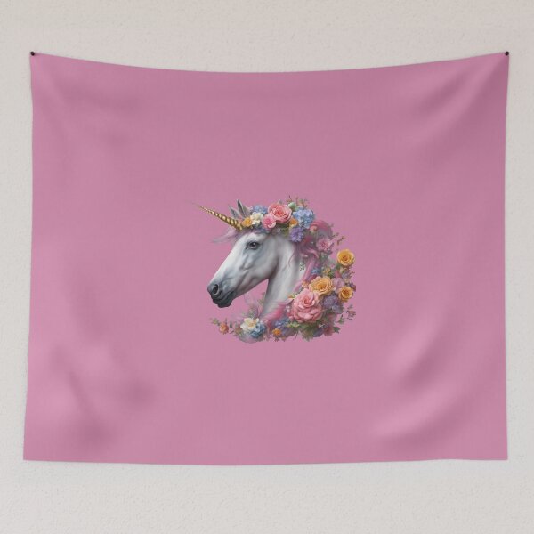 Item preview, Mystical Unicorn With Flowers designed and sold by dreamkaistudios.