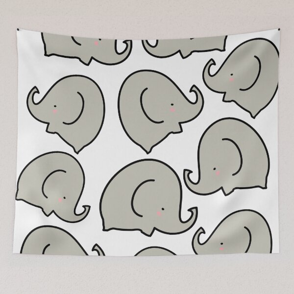 Item preview, Cute elephant pattern grey and white designed and sold by fluffyfamcraft.