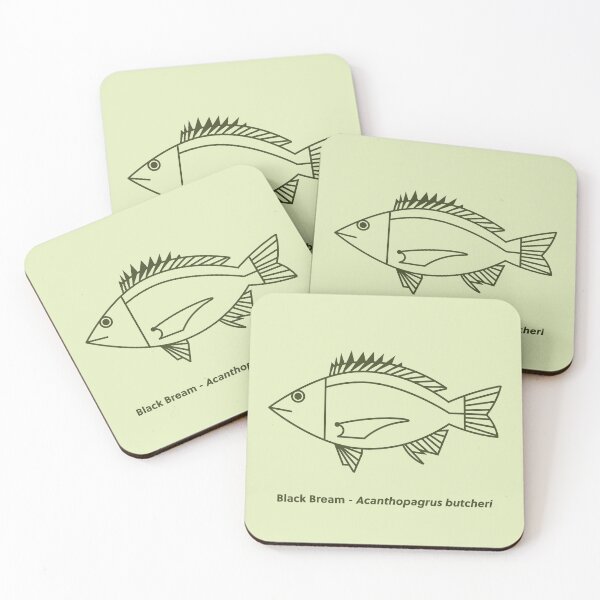 Item preview, Kawaii Black Bream Fish in Khaki Green on Pastel Green designed and sold by fruttidimare.