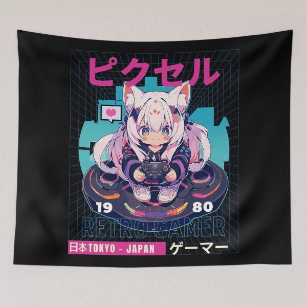 Item preview, Synthwave Retro Gamer designed and sold by Chibi Cat Art Corner.