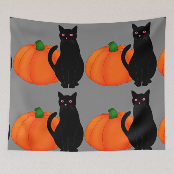 Item preview, Spooky black cat with big jack o lantern  designed and sold by Artistkhg.